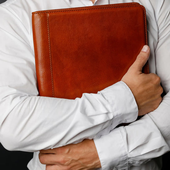 Schreibmappe-| Organizer A4 in Cognac - leder-accessoires.com