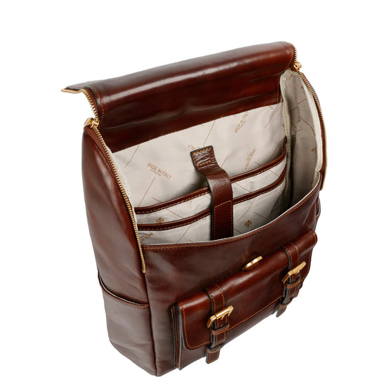Rucksack| Businessrucksack 29 x 40cm in Braun aus Leder mit Vortasche - leder-accessoires.com