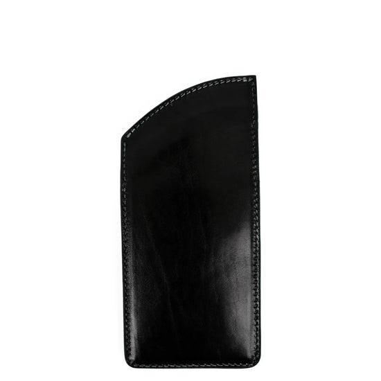 Brillenetui 8,5 x 18cm in Schwarz mit Steckfach - leder-accessoires.com
