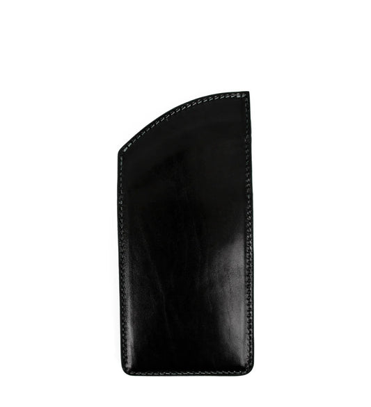 Brillenetui 8,5 x 18cm in Schwarz mit Steckfach - leder-accessoires.com
