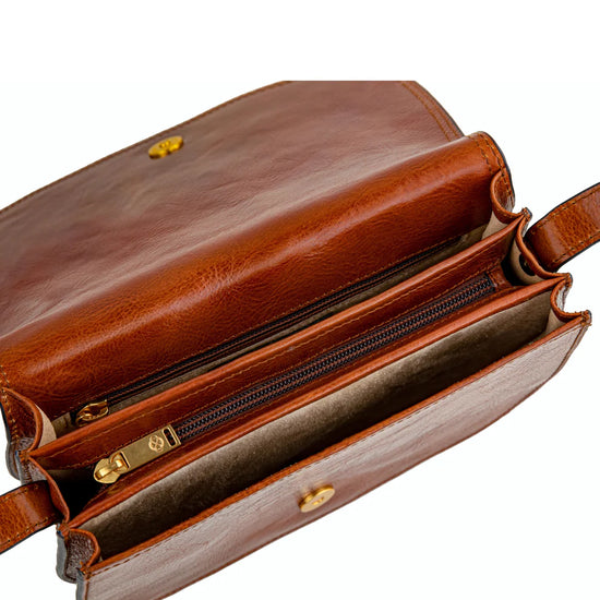 Satteltasche|Crossover 25 x 18cm in Cognac aus Leder - leder-accessoires.com