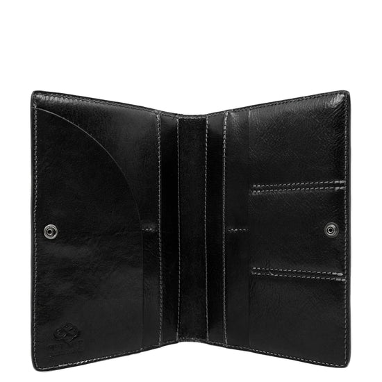 Briefmappe| Passhülle 14,5 x 20,5cm in Schwarz mit Druckknopf - leder-accessoires.com
