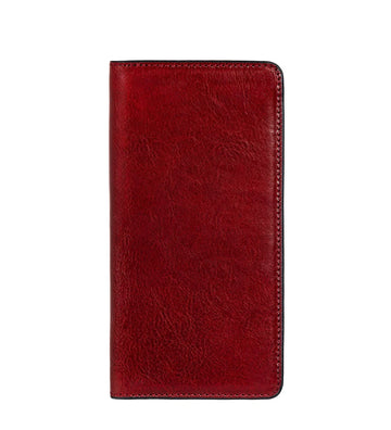 Lederbörse 20,5x10cm in Rot mit Kartenfächer aus Leder