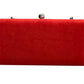 Clutch in Rot Samt-Metallic 22x12 cm aus Kunstleder mit Kettenriemen