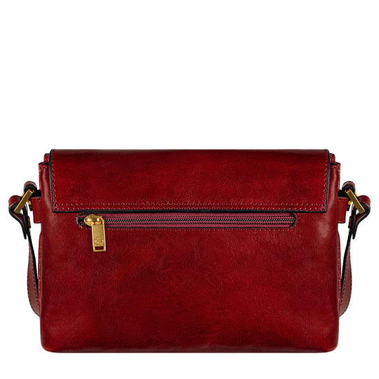 Umhängetasche|Crossover 24 x 17cm in Rot aus Leder mit Überschlag - leder-accessoires.com