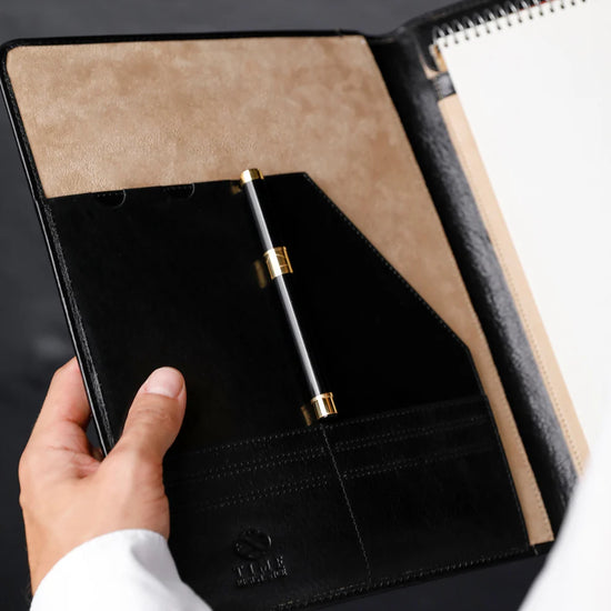 Schreibmappe-| Organizer A4 in Schwarz - leder-accessoires.com