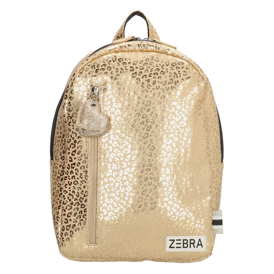 Kinderrucksack M 25x35cm mit Leo-Muster in Gold Metallic - leder-accessoires.com
