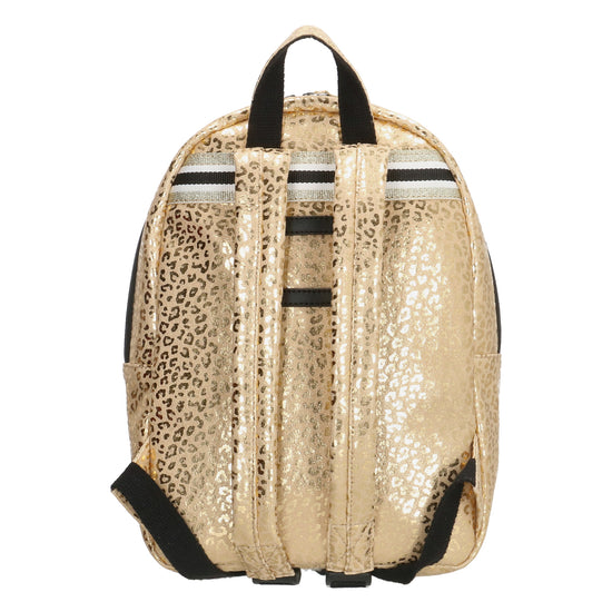 Kinderrucksack M 25x35cm mit Leo-Muster in Gold Metallic - leder-accessoires.com