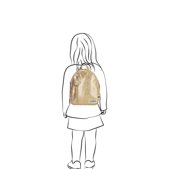 Kinderrucksack S 23x28cm mit Leo-Muster in Gold Metallic - leder-accessoires.com