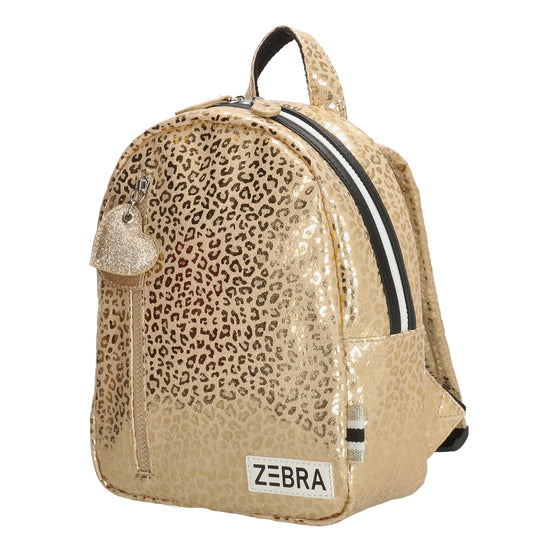 Kinderrucksack S 23x28cm mit Leo-Muster in Gold Metallic - leder-accessoires.com