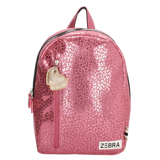 Kinderrucksack M 25x35cm mit Leo-Muster in Pink Metallic - leder-accessoires.com