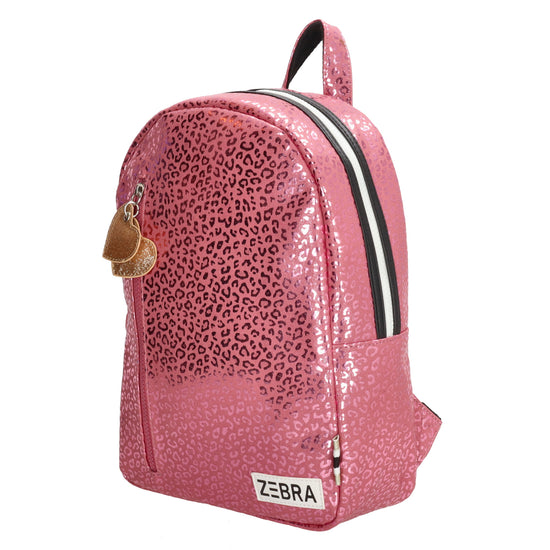 Kinderrucksack M 25x35cm mit Leo-Muster in Pink Metallic - leder-accessoires.com