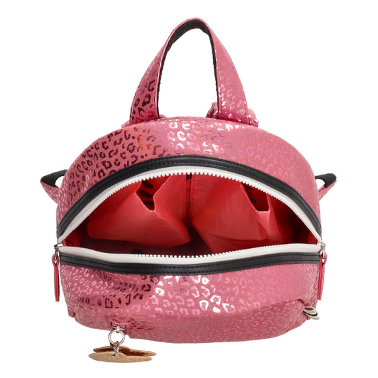 Kinderrucksack S 23x28cm mit Leo-Muster in Pink Metallic - leder-accessoires.com