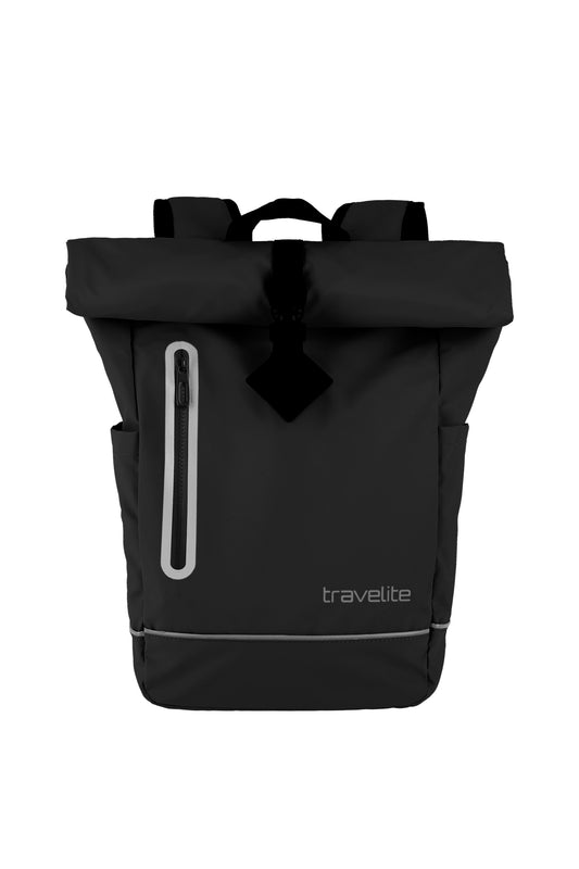 Rolltoprucksack 26 x 48 x 15 cm in Schwarz wasserabweissend - leder-accessoires.com
