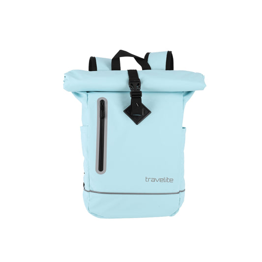 Rolltoprucksack 26 x 48 x 15 cm in Hellblau wasserabweissend - leder-accessoires.com