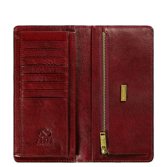 Lederbörse 20,5x10cm in Rot mit Kartenfächer aus Leder - leder-accessoires.com