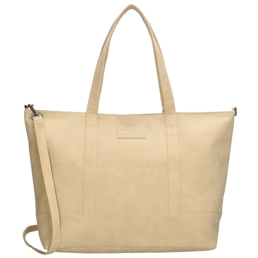 Shopper aus Kunstleder in Beige 46x30cm mit Reißverschluss