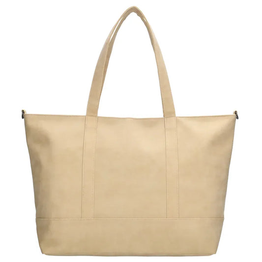 Shopper aus Kunstleder in Beige 46x30cm mit Reißverschluss