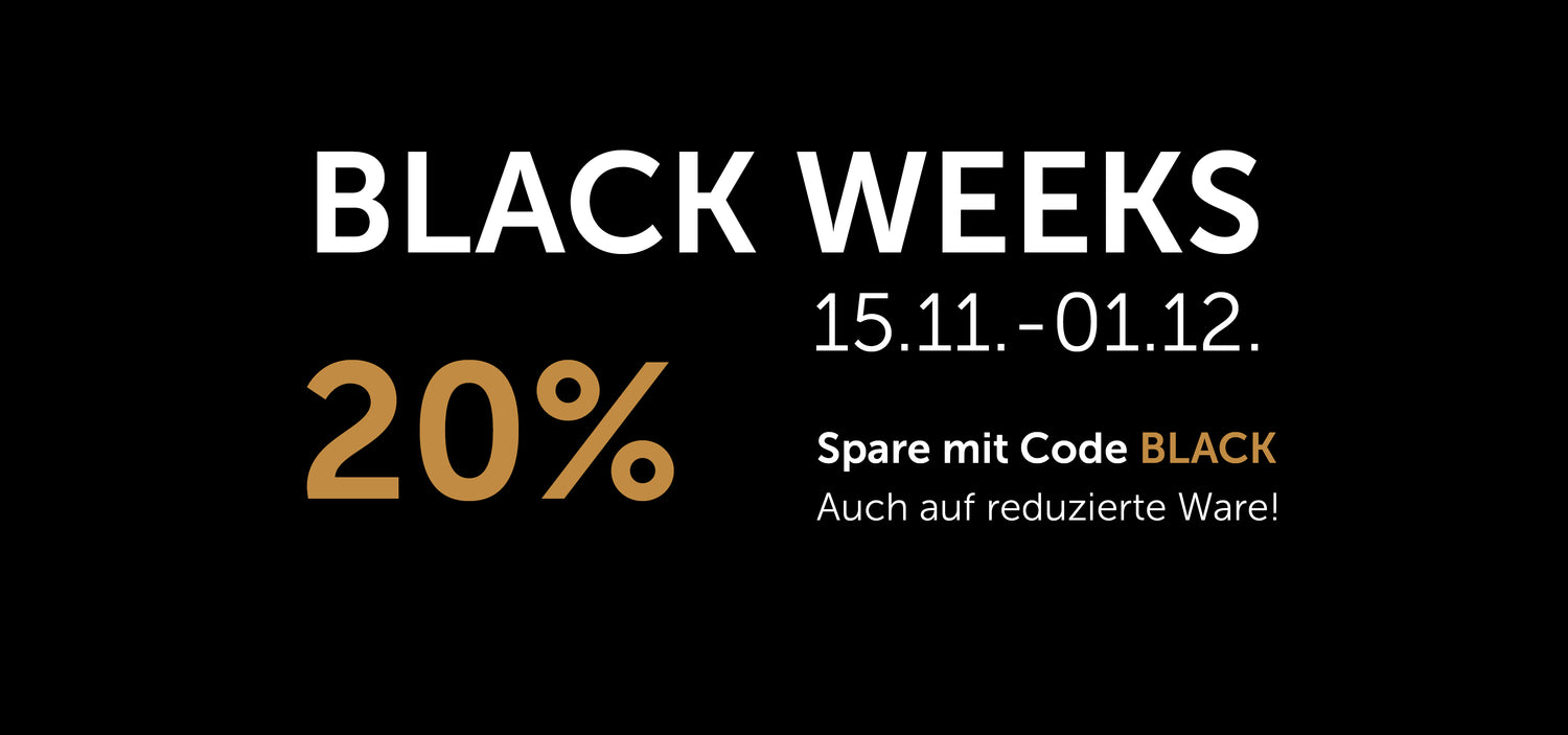 Edle Lederaccessoires wie Taschen, Geldbörsen und Gürtel, beworben mit Black-Week-Aktion vom 15.11. bis 01.12.: 20 % Rabatt auf alle Bestellungen mit dem Code BLACK – auch auf reduzierte Ware.