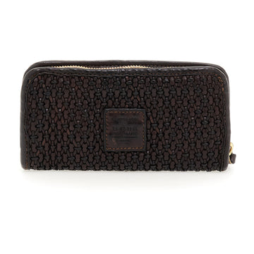 Lederbörse Campomaggi Querformat in Braun mit Flecht