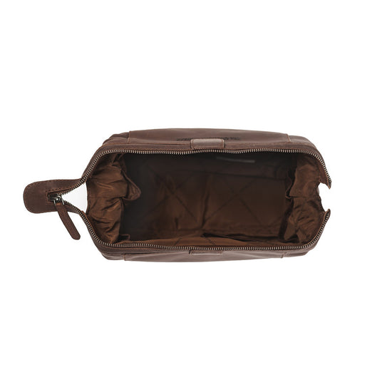 Kulturtasche | Mausefalle 28x14cm in Braun aus Leder - leder-accessoires.com