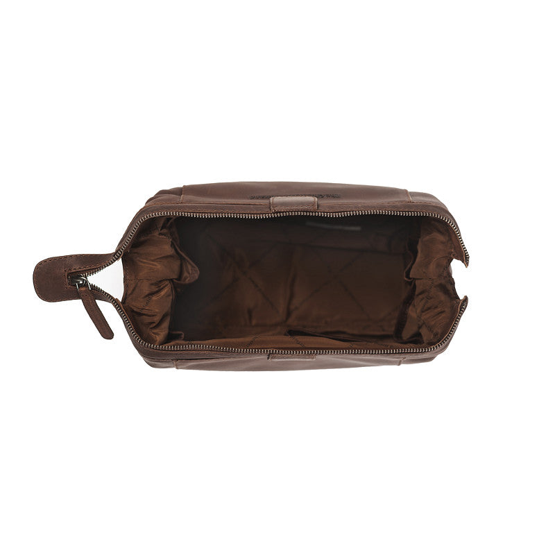 Kulturtasche | Mausefalle 28x14cm in Braun aus Leder - leder-accessoires.com