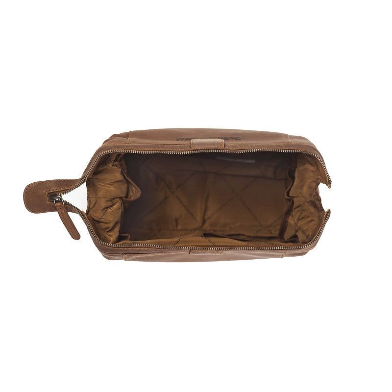 Kulturtasche | Mausefalle 28x14cm in Cognac aus Leder - leder-accessoires.com