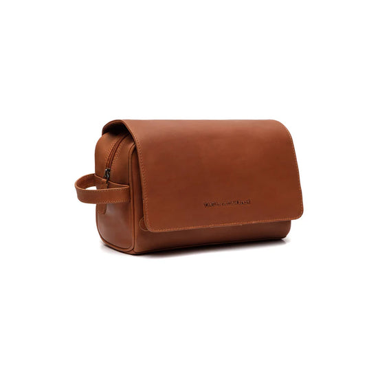 Kulturtasche 25x17x10cm in Cognac zum Hängen aus Leder - leder-accessoires.com