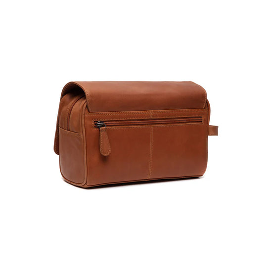 Kulturtasche 25x17x10cm in Cognac zum Hängen aus Leder - leder-accessoires.com
