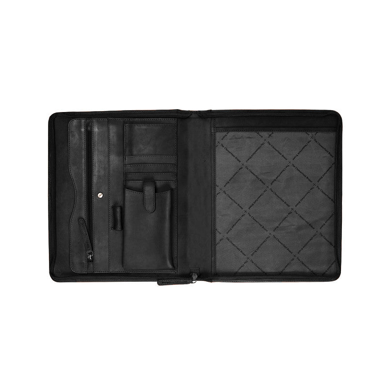 Dokumentenmappe 28x3x34cm in Schwarz mit Reißverschluss - leder-accessoires.com