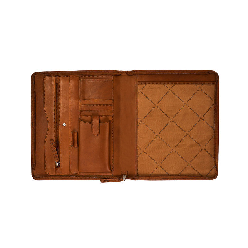 Dokumentenmappe 28x3x34cm in Cognac mit Reißverschluss - leder-accessoires.com