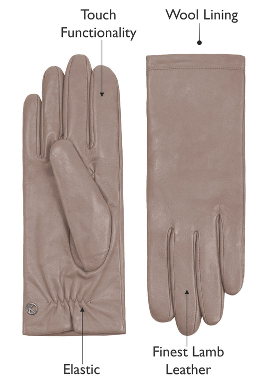 Handschuhe Damen in Taupe aus Lammleder - leder-accessoires.com