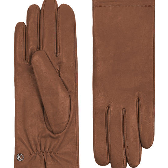 Handschuhe Damen in Cognac aus Lammleder - leder-accessoires.com