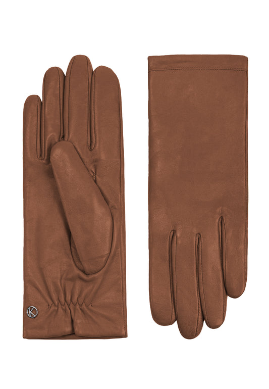 Handschuhe Damen in Cognac aus Lammleder - leder-accessoires.com
