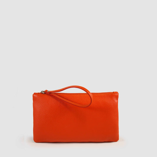 Kosmetiktasche| Clutch 25x1x15cm in Orange aus Leder - leder-accessoires.com