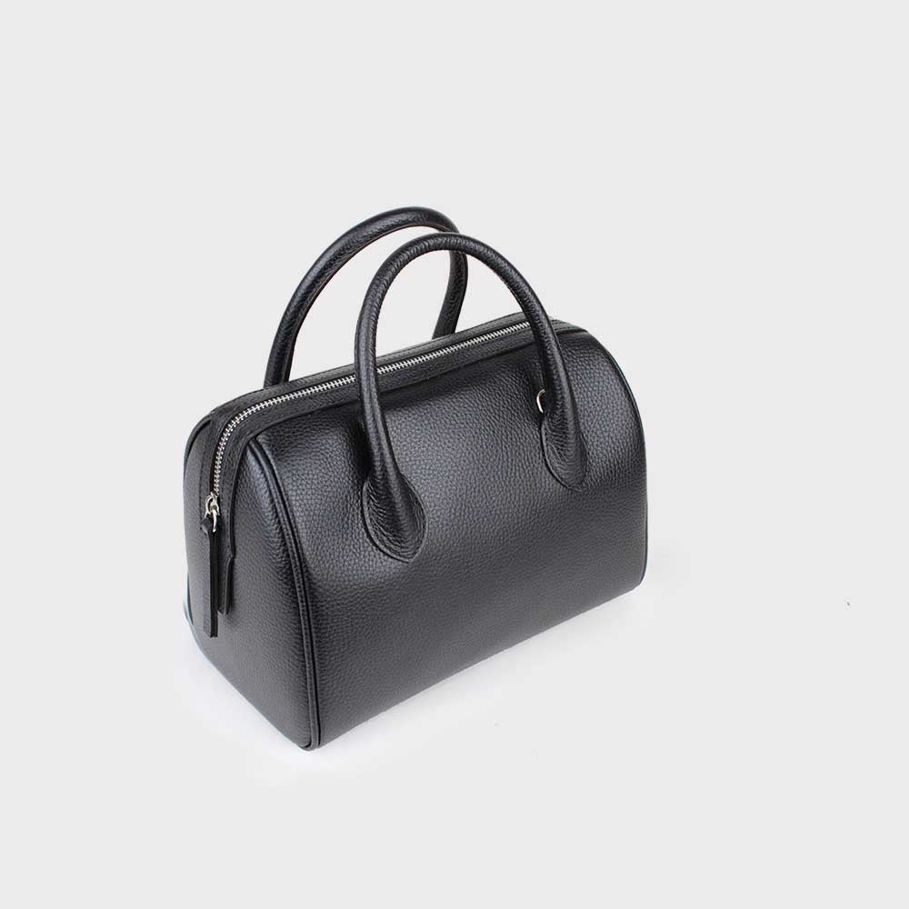 Ledertasche Bowlingform 25x17x15cm in Schwarz - leder-accessoires.com