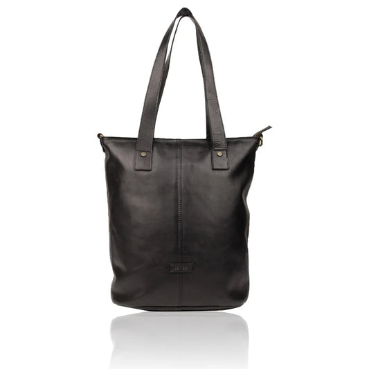 Schwarzer Ledershopper Bellicci im Hochformat mit Reißverschluss