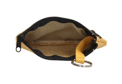 Schlüsseletui 13,5x9cm in Gelb aus Leder mit Reißverschluss - leder-accessoires.com