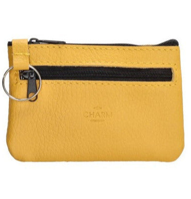Schlüsseletui 13,5x9cm in Gelb aus Leder mit Reißverschluss - leder-accessoires.com