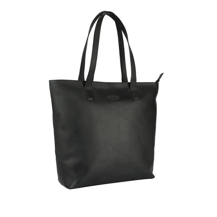Hochformat Ledertasche Bellicci Schwarz mit Laptopfach und Handyfach