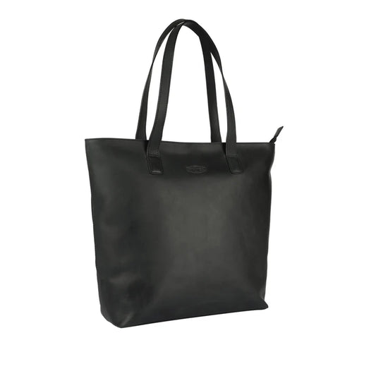Hochformat Ledertasche Bellicci Schwarz mit Laptopfach und Handyfach
