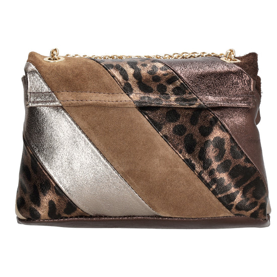 Clutch|Umhängetasche 22x14cm in Metallic Dunkelbraun aus Leder - leder-accessoires.com