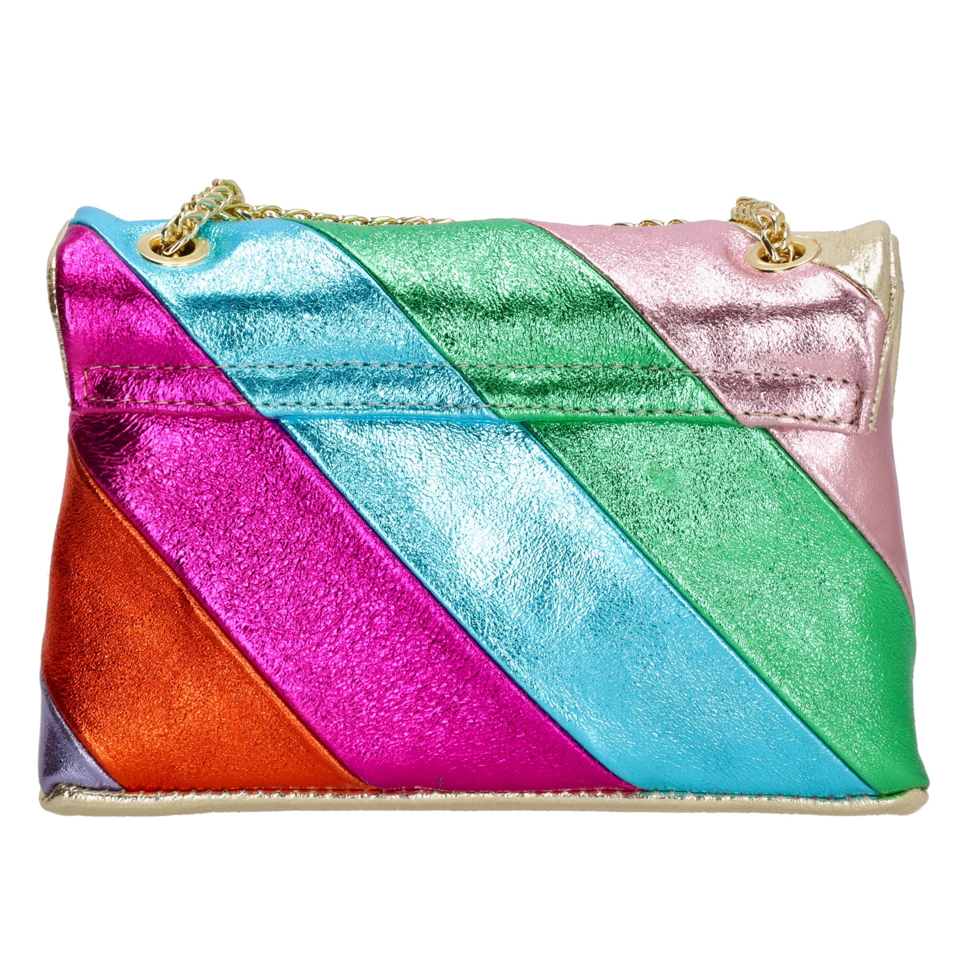 Clutch|Umhängetasche 22x14cm in Metallic Regenbogen aus Leder - leder-accessoires.com