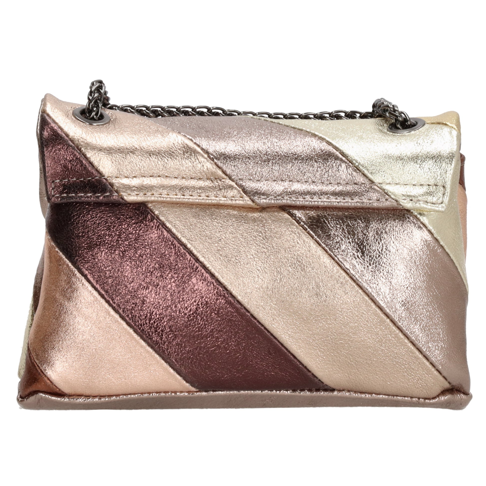 Clutch|Umhängetasche 22x14cm in Metallic Gold aus Leder - leder-accessoires.com