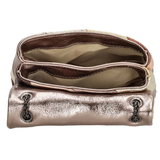 Clutch|Umhängetasche 22x14cm in Metallic Gold aus Leder - leder-accessoires.com