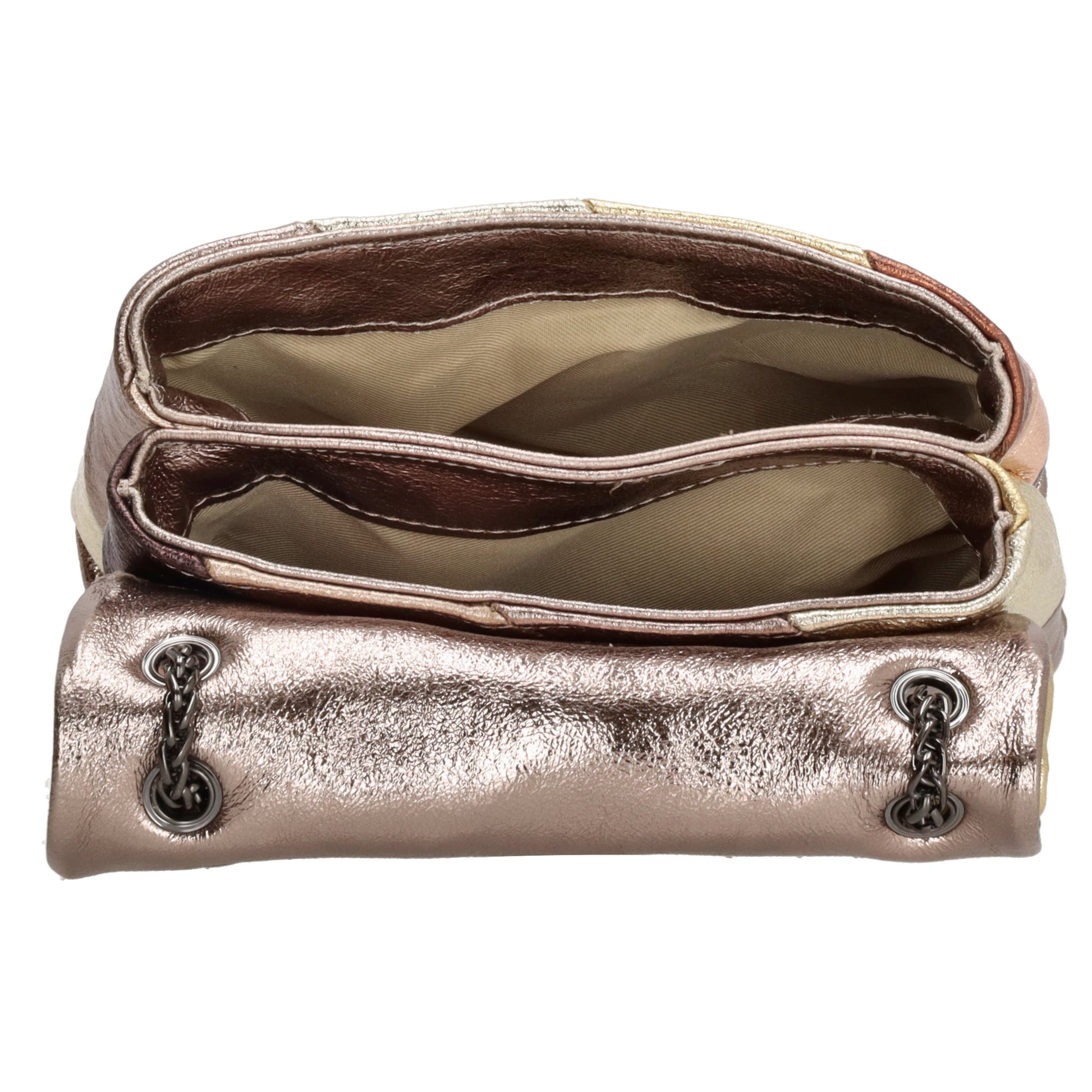 Clutch|Umhängetasche 22x14cm in Metallic Gold aus Leder - leder-accessoires.com