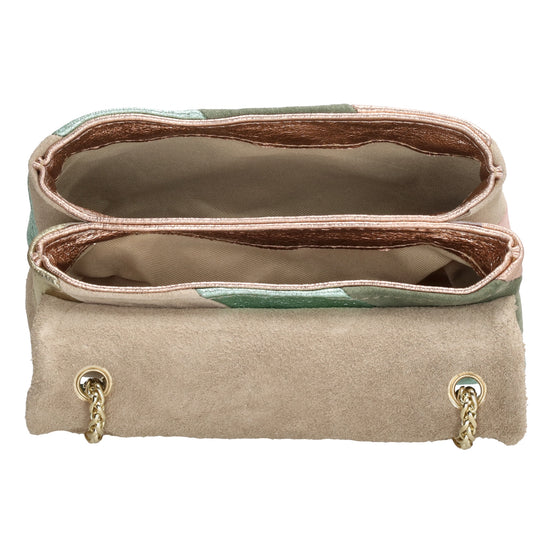 Clutch|Umhängetasche 22x14cm in Metallic Pastell aus Leder - leder-accessoires.com
