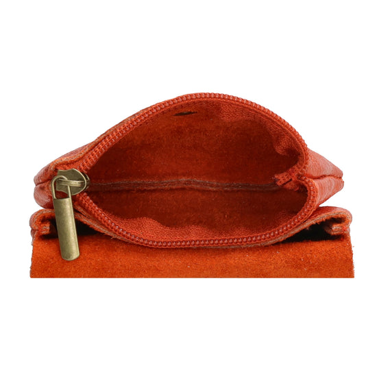 Lederbörse Mini 11x7,5cm in Orange-Metallic mit Druckknopf - leder-accessoires.com