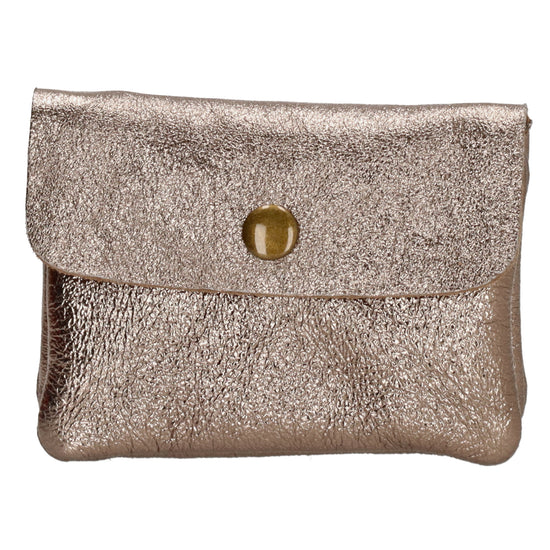 Lederbörse Mini 11x7,5cm in Bronze-Metallic mit Druckknopf - leder-accessoires.com