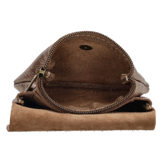 Lederbörse Mini 11x7,5cm in Bronze-Metallic mit Druckknopf - leder-accessoires.com